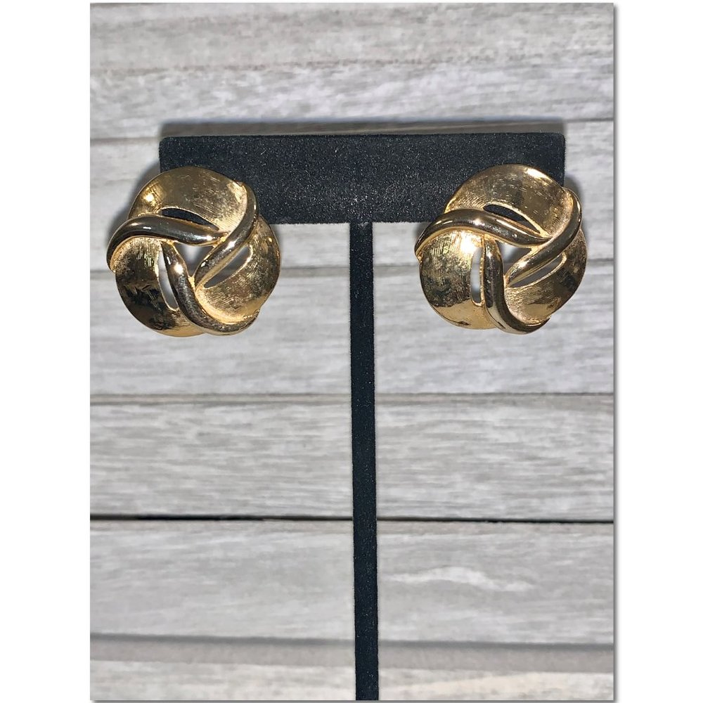 Vintage Gold-Plated Chunky Statement Post Earrings EUC